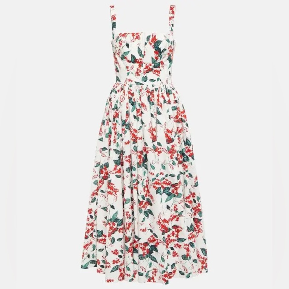 Emilia Wickstead Terry Pleated Cotton Midi Dress In Red size US 8